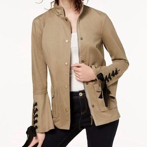 INC International Concepts Lace-Up Utility Jacket Khaki X-Small